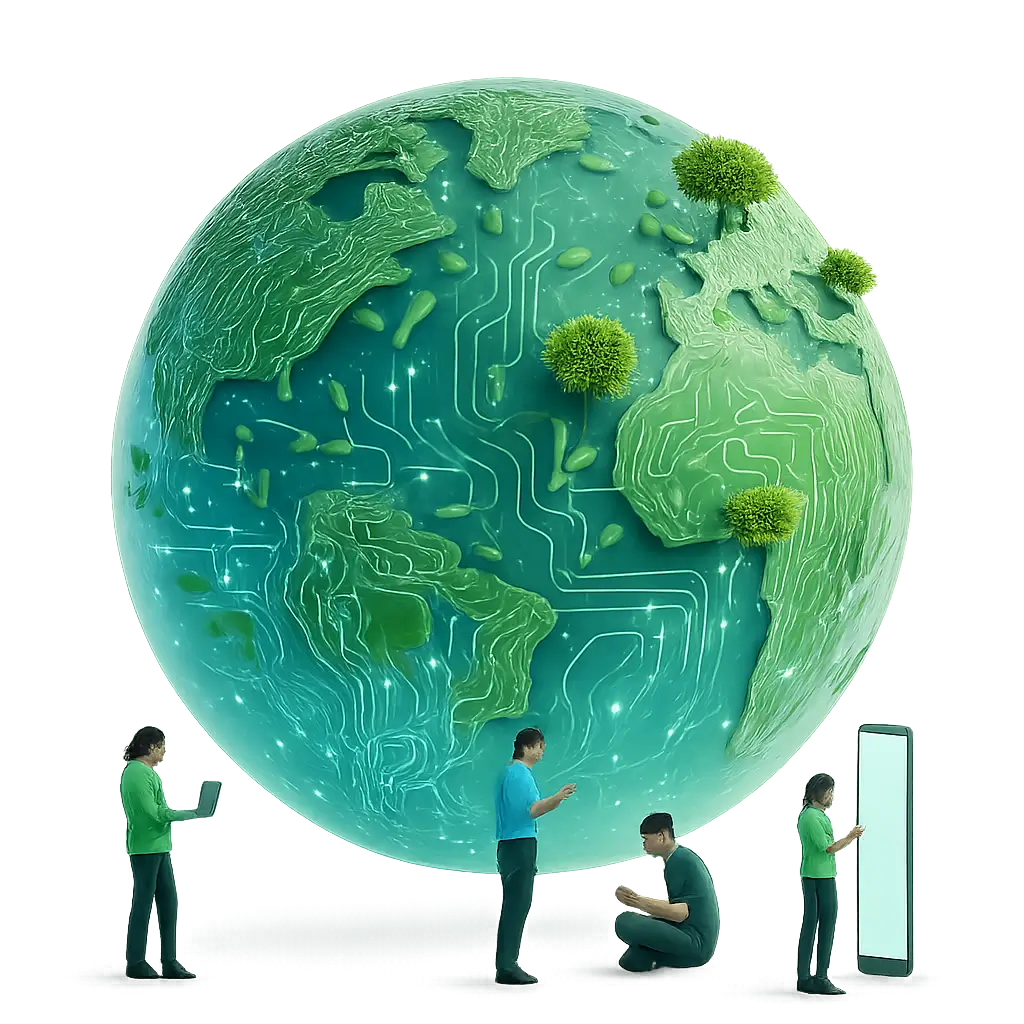 Globo terráqueo simbolizando el compromiso de TuRedco con la sustentabilidad y el planeta.