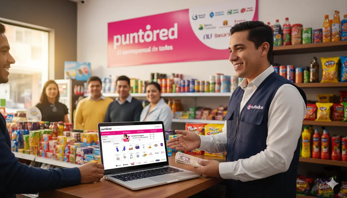 Persona realizando una recarga en línea desde un punto de venta TuRedco.